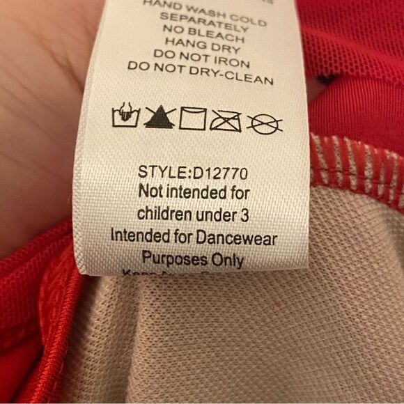 WEISSMAN Balera solo custom Dance costume red Mesh Overlay Dress D12770 LC child - Picture 9 of 15